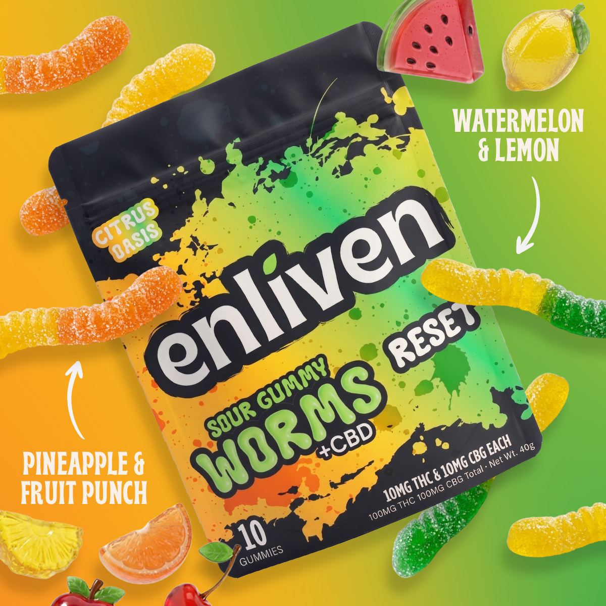 Citrus Oasis Sour Gummy Worms