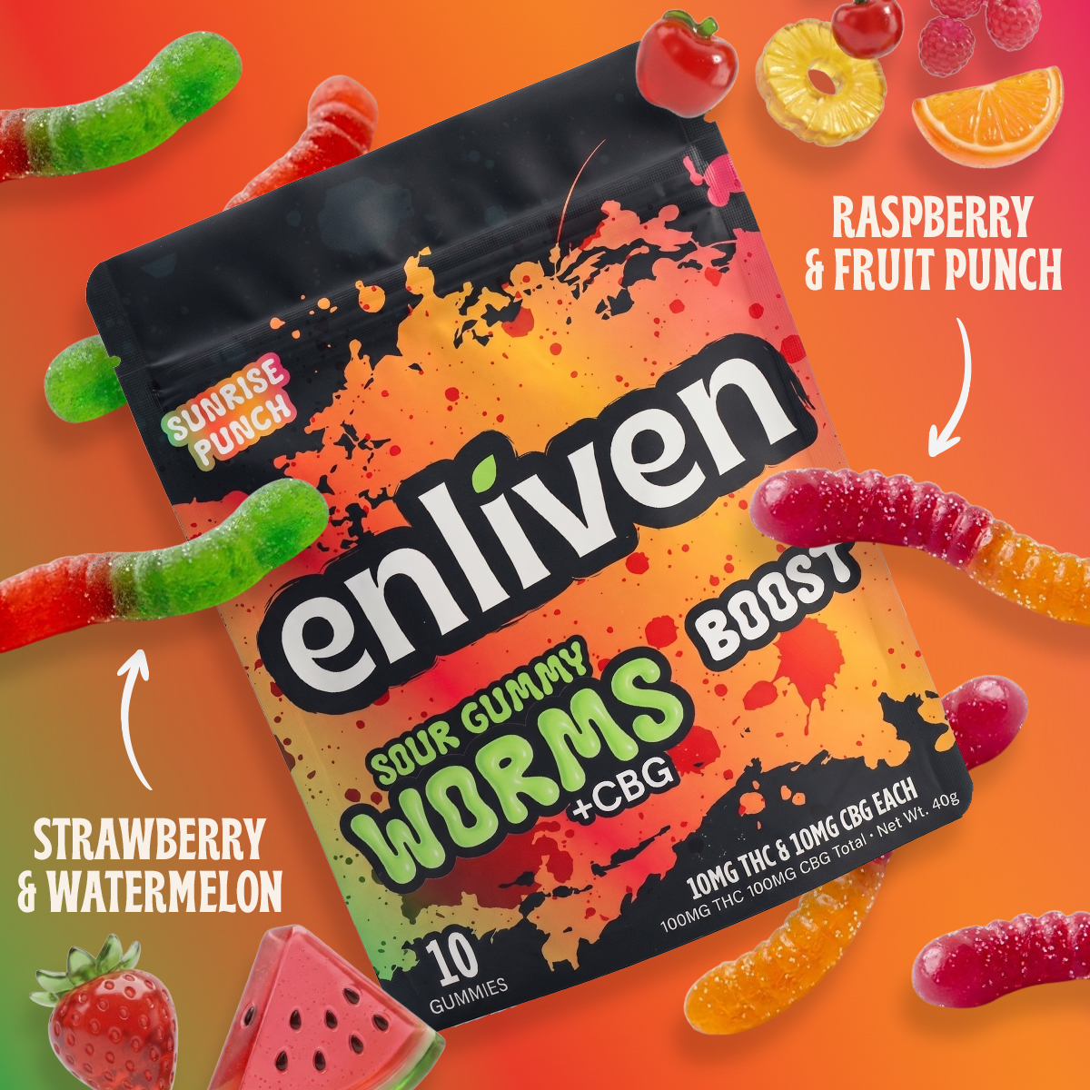Sunrise Punch Sour Gummy Worms